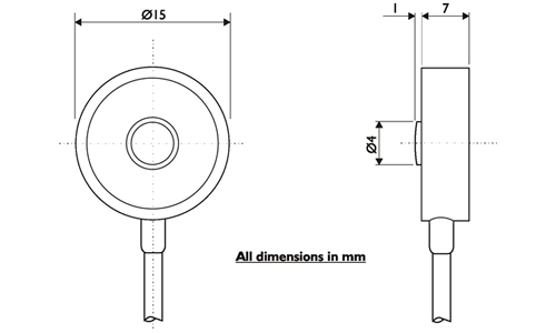 CDF Miniature Button Load Cell Outline Drawing