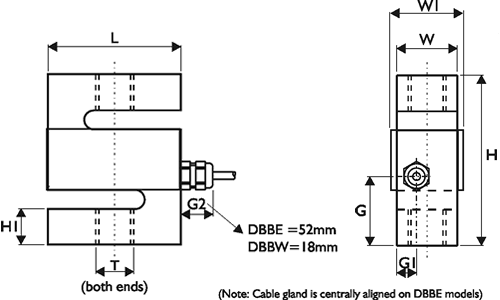 DBB Z-Beam Load Cell Outline Drawing