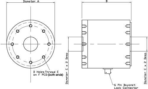 DBBSS/TSF Dual Axis Torque and Axial Force Sensor Outline Drawing