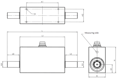 DRDL Dual-Range Rotary Torque Sensor Outline Drawing