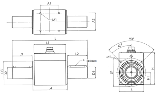 DRFL Non-Contact Torque Sensor Outline Drawing