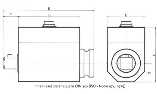 DRFN Brushless Square Drive Torque Sensor Outline Drawing