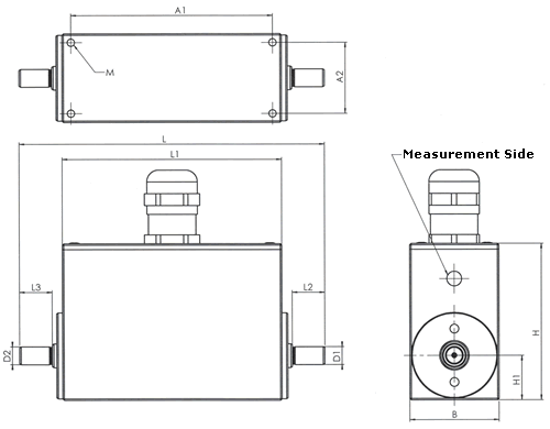 DRWPL Rotary Waterproof Torque Sensor Outline Drawing