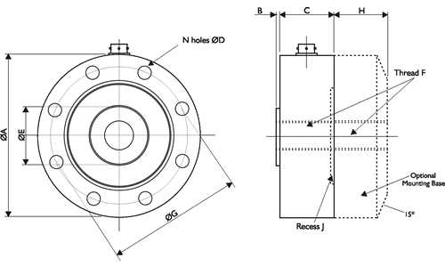 DSCC Low Profile Load Cell Outline Drawing
