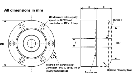 DSCRC Low Profile Pancake Load Cell Outline Drawing