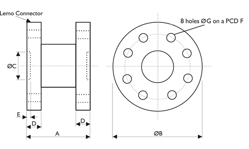 DTD-F Flanged Static Torque Transducer Outline Drawing