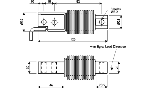 OBBS Bending Beam Load Cell Outline Drawing