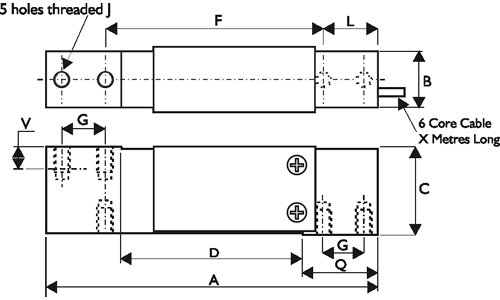 OBUC Single Point Load Cell Outline Drawing