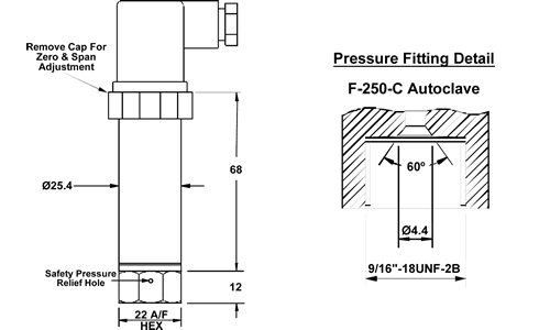 P600FA High Range Pressure Transmitter Outline Drawing