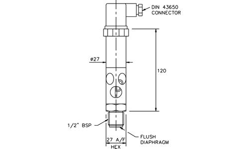 P600HT High Temperature Pressure Sensor Outline Drawing