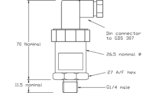 Pi600 Industrial Pressure Sensor Outline Drawing