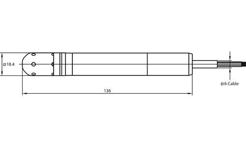 Pi9941 19mm Diameter Borehole Level Sensor Outline Drawing