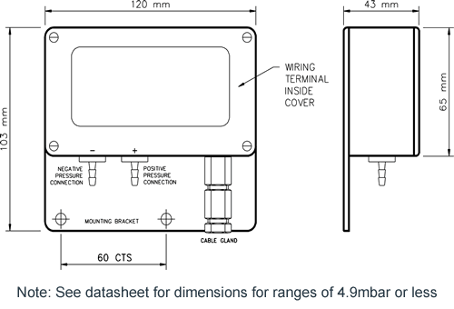 PR3202 Low Differential Pressure Sensor Outline Drawing