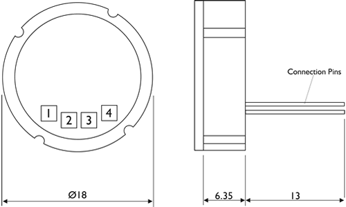PTiM18 Monolithic Ceramic Pressure Sensor Capsule Outline Drawing