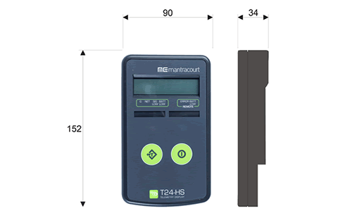 T24-HS Simple Handheld Telemetry Display Outline Drawing