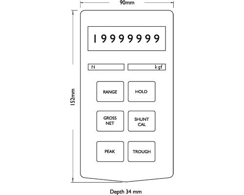 TR150 Handheld Load Cell Indicator Outline Drawing